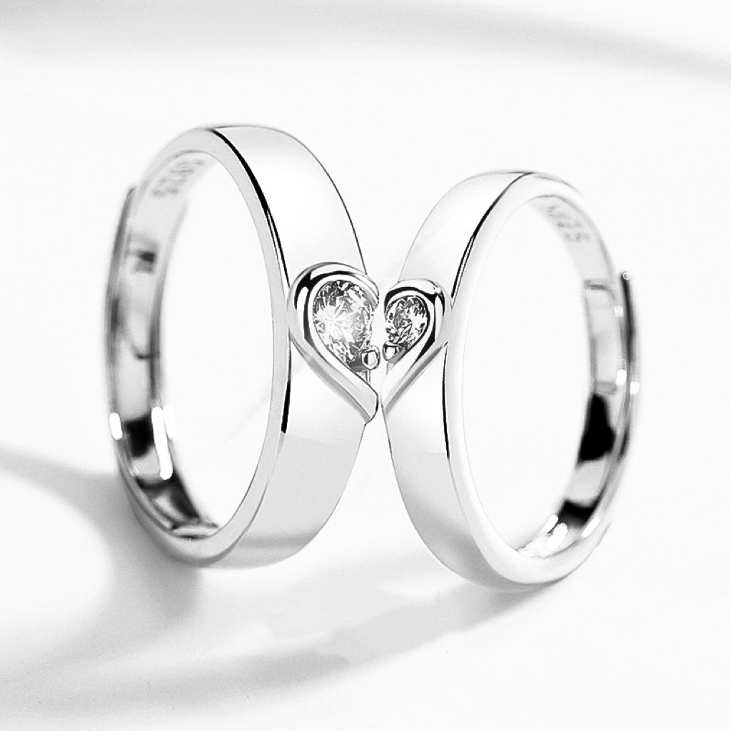 「心心相印 」情侶戒指💍 ｜S925純銀或鍍銀｜活口對戒或閉口對戒｜免費刻字✒️｜