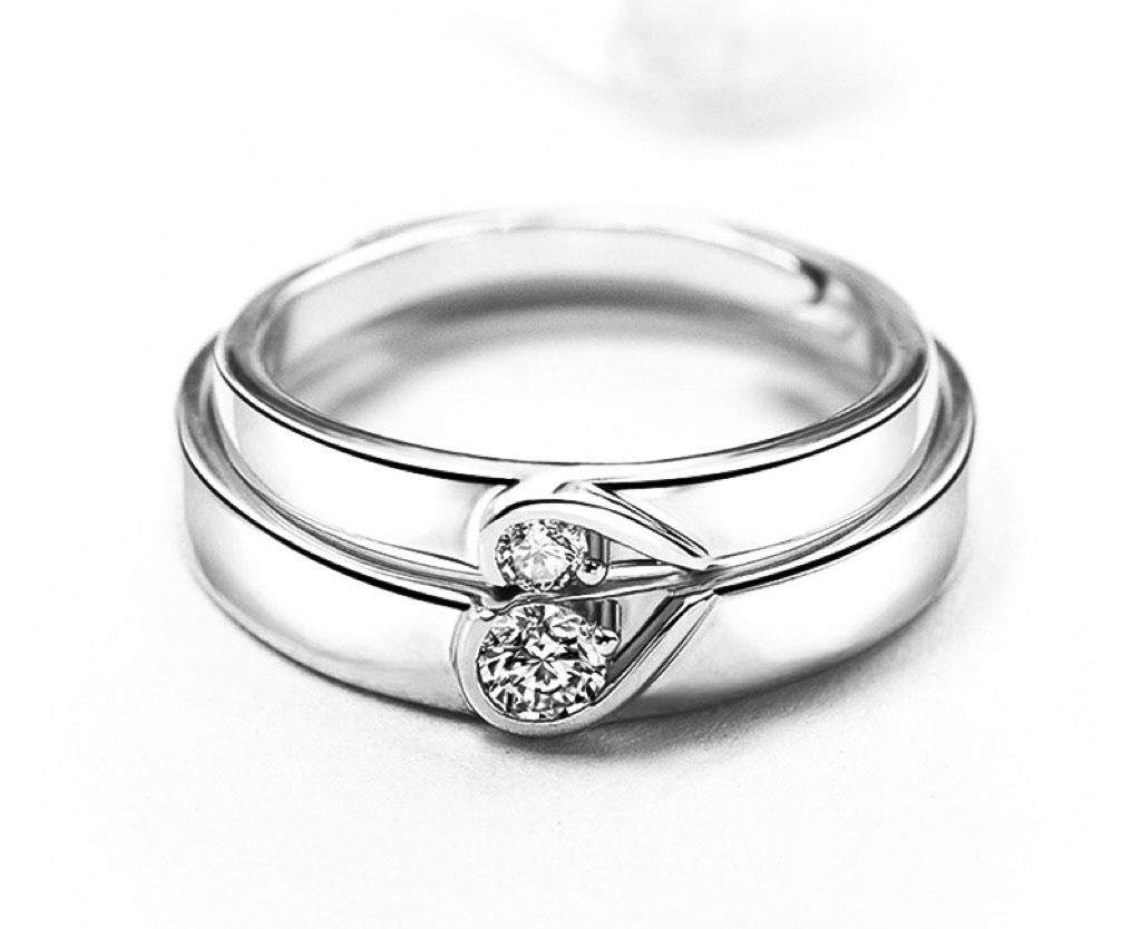 「心心相印 」情侶戒指💍 ｜S925純銀或鍍銀｜活口對戒或閉口對戒｜免費刻字✒️｜