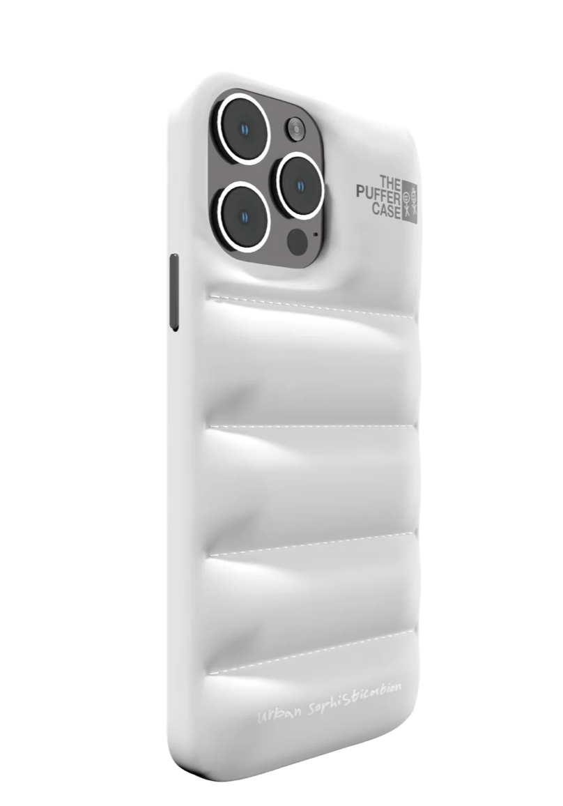 URBAN SOPHISTICATION THE PUFFER CASE 白 The Puffer Case® - Rhinestones in Silver | Urban Sophistication