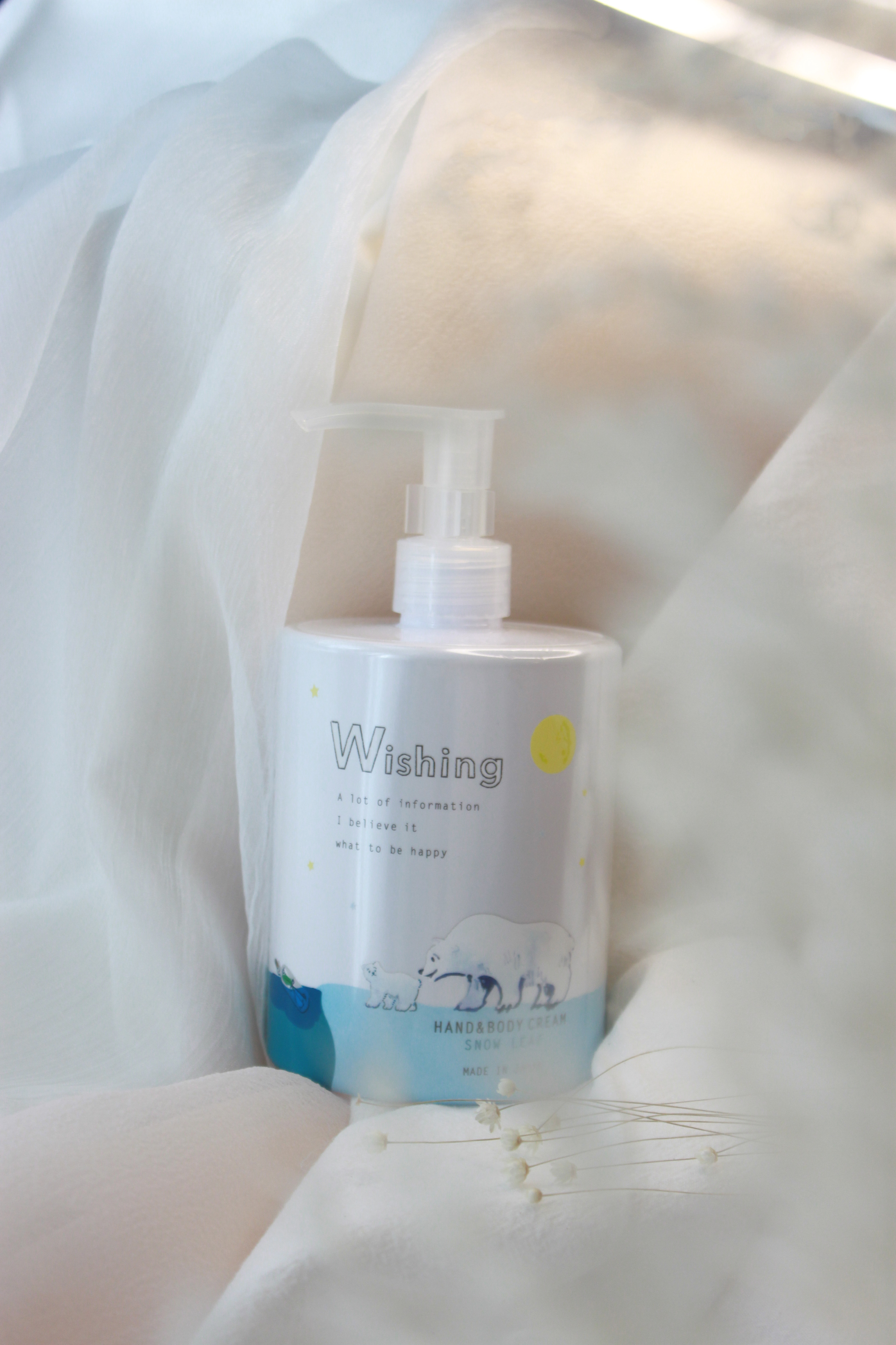 日本 Wishing 手部&身體有機乳液 400ml 【清爽的白雪葉】