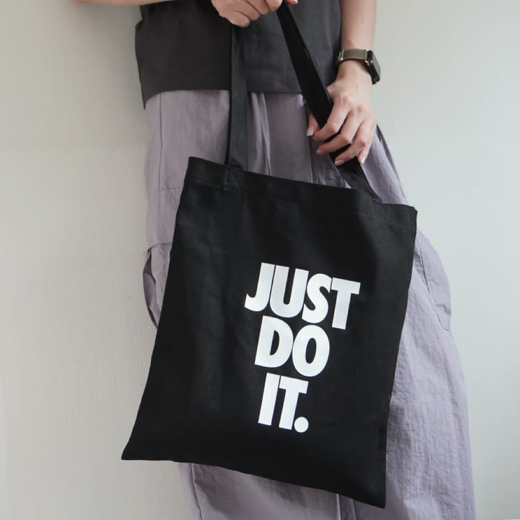 Nike  JUST DO IT帆布提袋 黑白