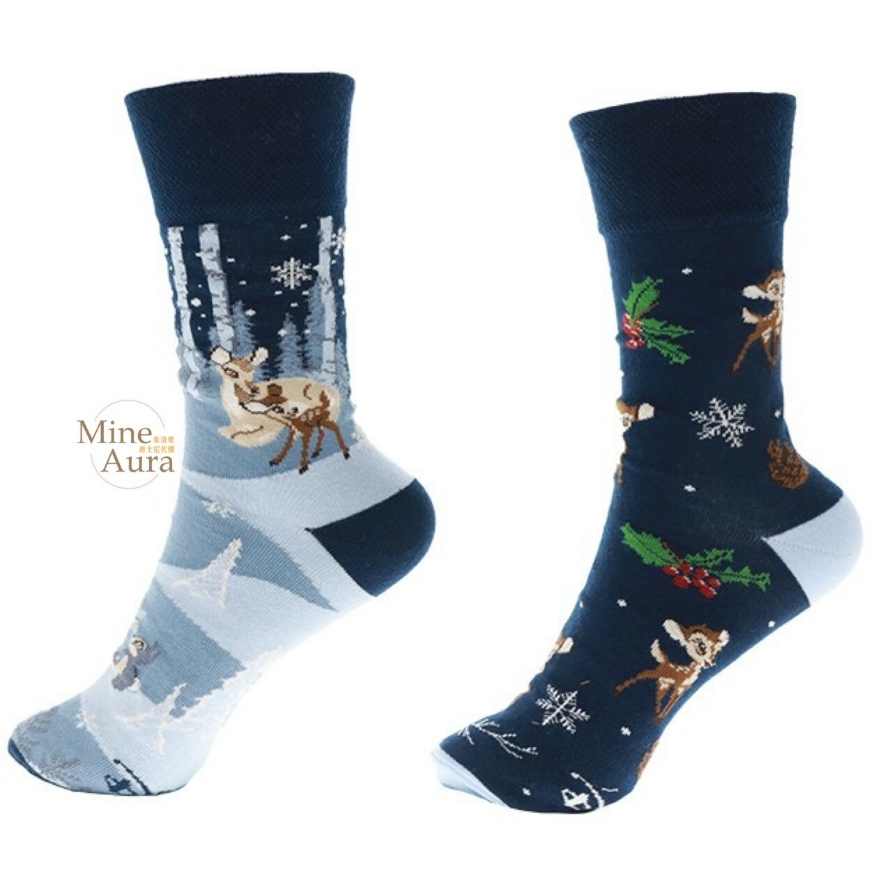 小鹿斑比 Bambi 雪地圖案 成人襪 襪子 -香港迪士尼樂園