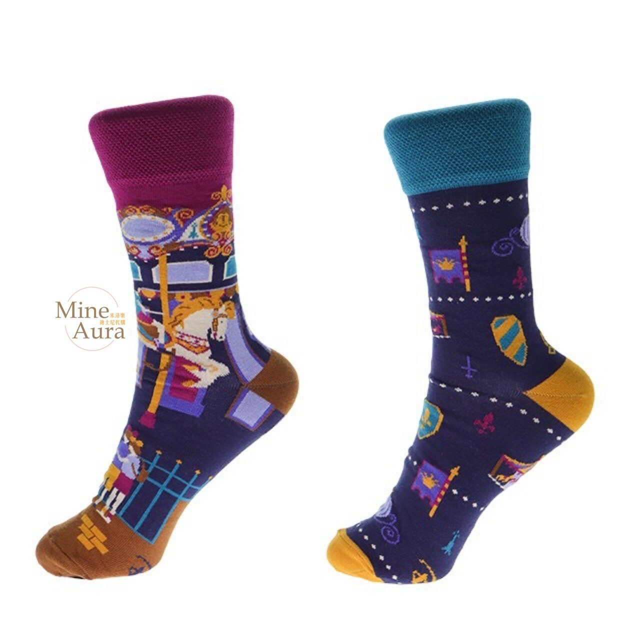 仙杜瑞拉 Cinderella 旋轉木馬圖案 成人襪 襪子 仙履奇緣 -香港迪士尼樂園