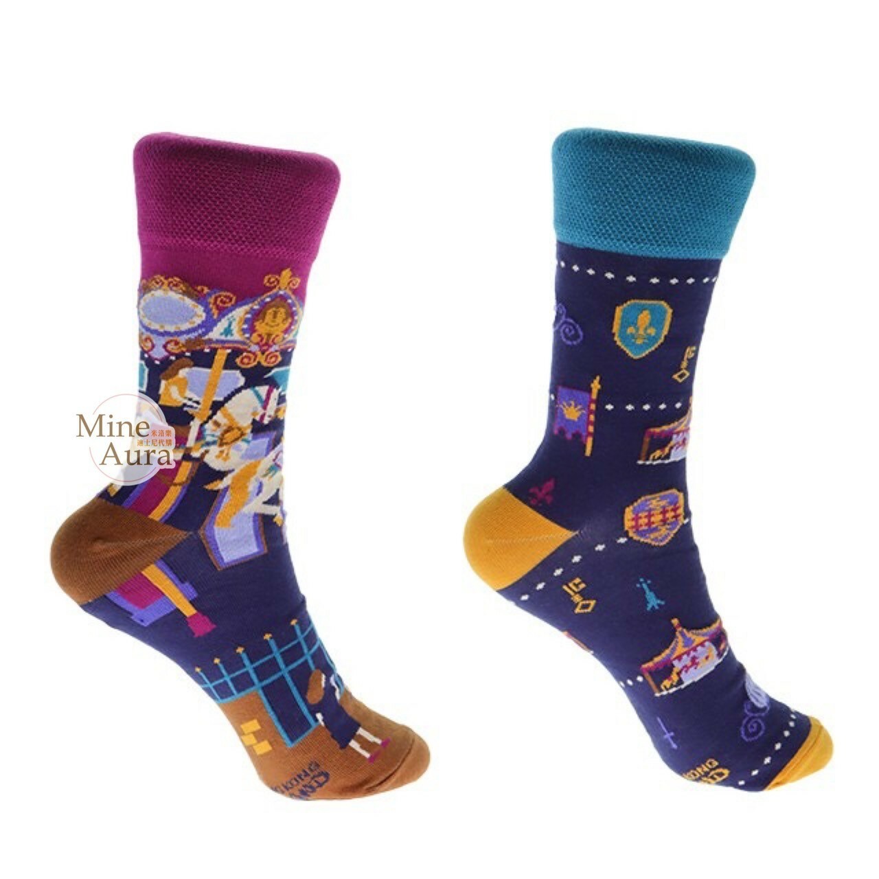 仙杜瑞拉 Cinderella 旋轉木馬圖案 成人襪 襪子 仙履奇緣 -香港迪士尼樂園