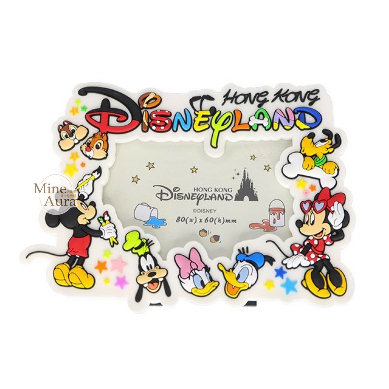 米奇 Mickey 與好友們 塗鴉圖案 白底 造型 磁鐵 相框 -香港迪士尼樂園