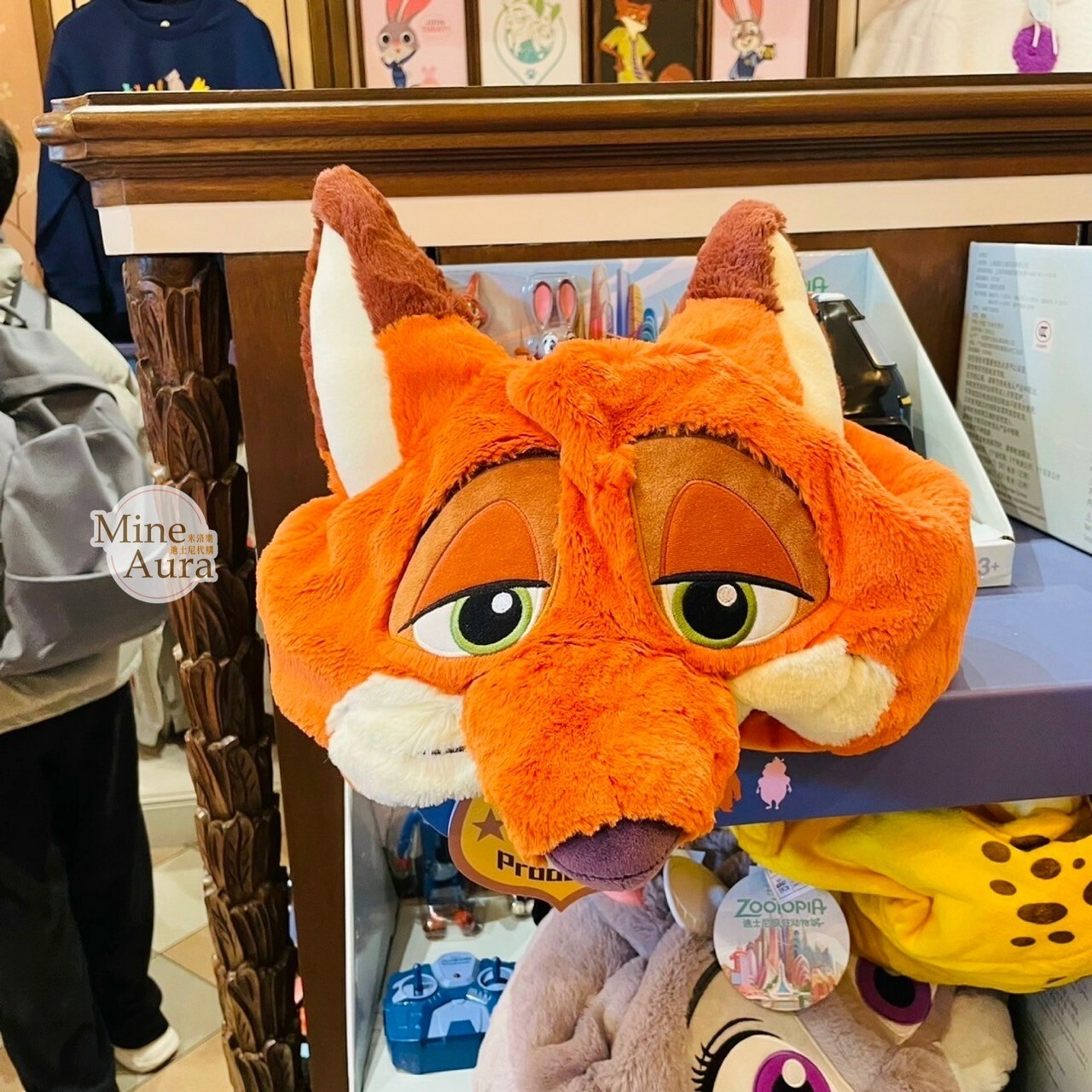 胡尼克 Nick 絨毛大頭 造型 頭套 保暖 帽子 動物方城市 Zootopia -上海迪士尼樂園