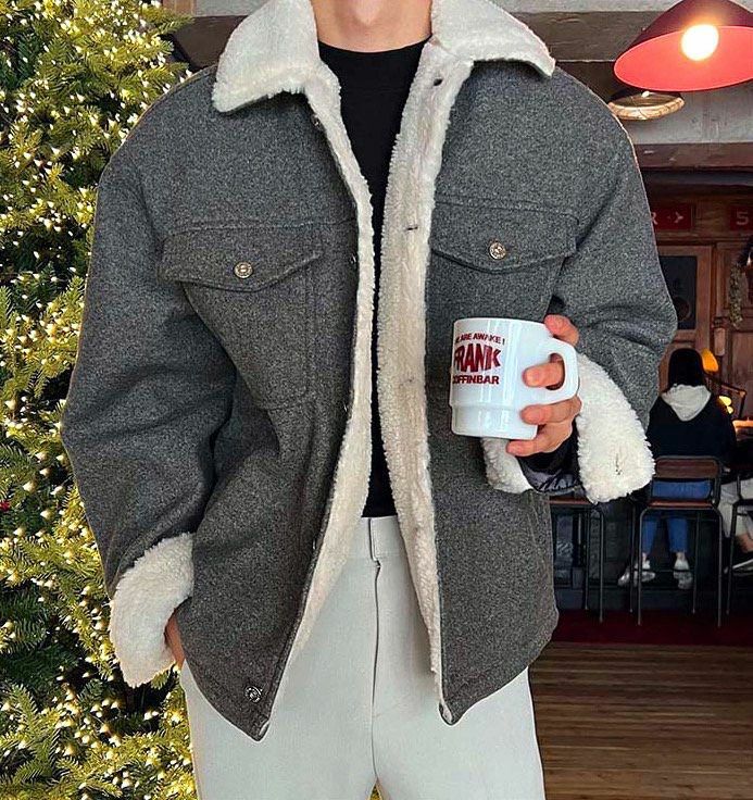 毛毛領開胸外套(薄夾棉) JK2297