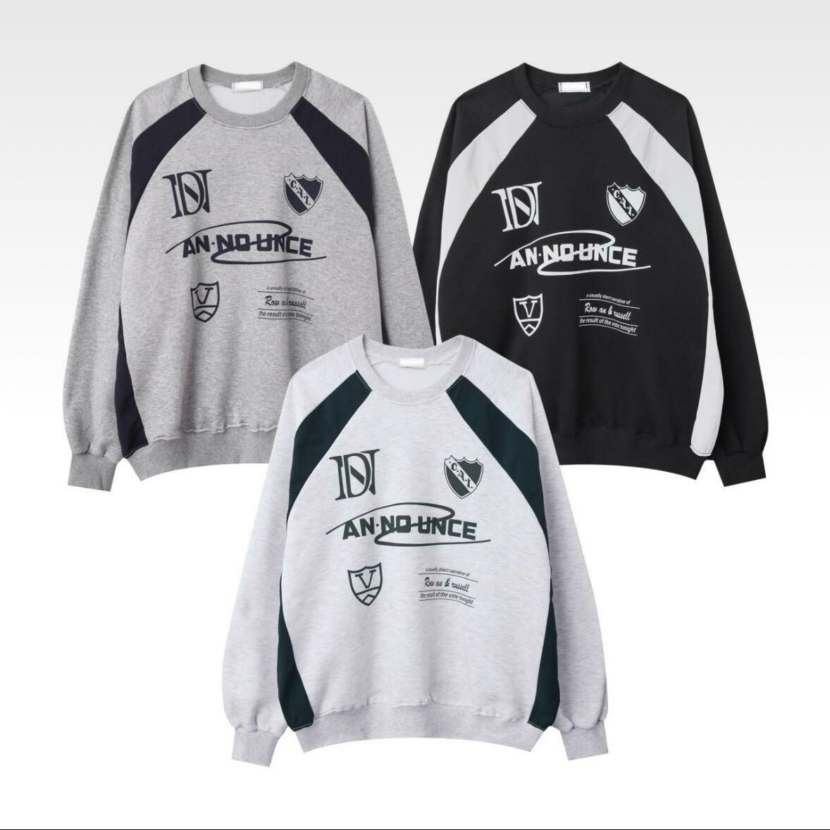 拼色英文字圖案衛衣(薄抓毛底) T5284