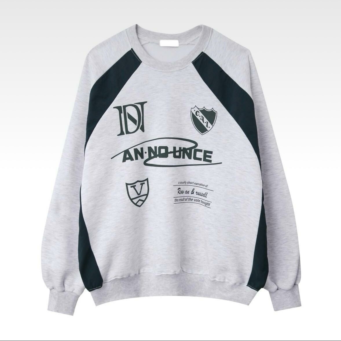 拼色英文字圖案衛衣(薄抓毛底) T5284