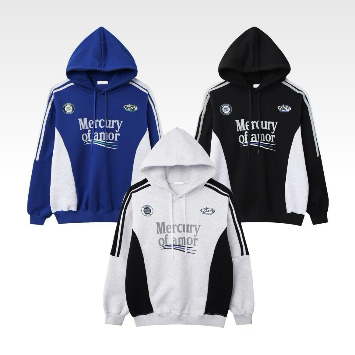 拼色英文字連帽衛衣(薄抓毛底) T5286