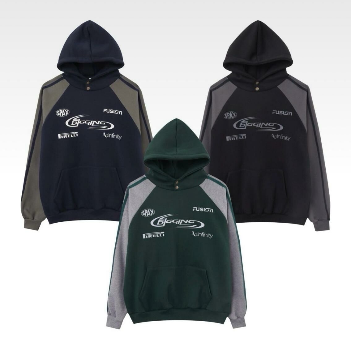 拼色英文字連帽衛衣(薄抓毛底) T5288