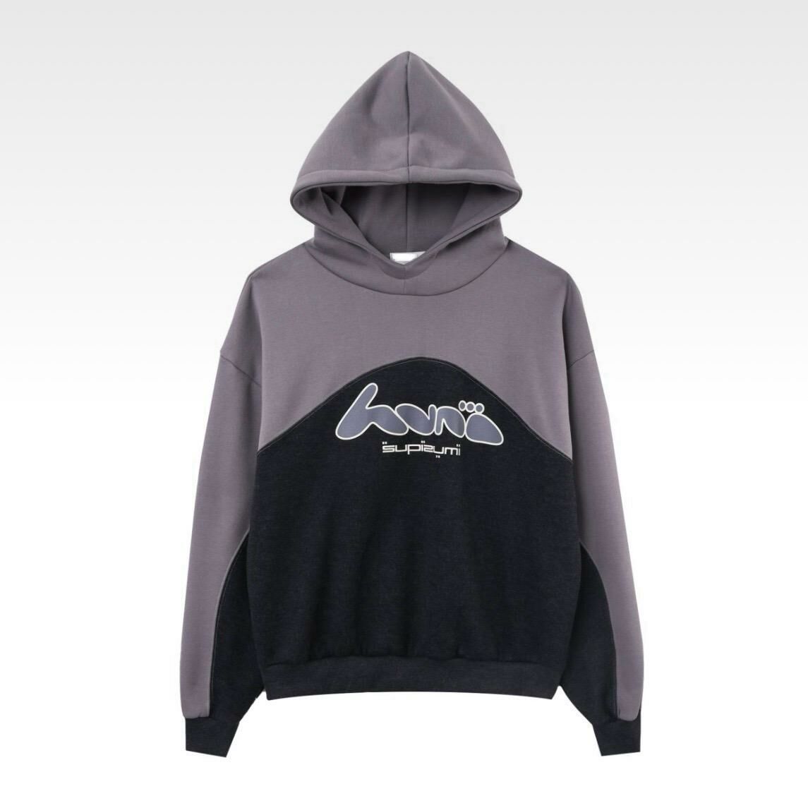 拼色英文字圖案連帽衛衣(薄抓毛底) T5289