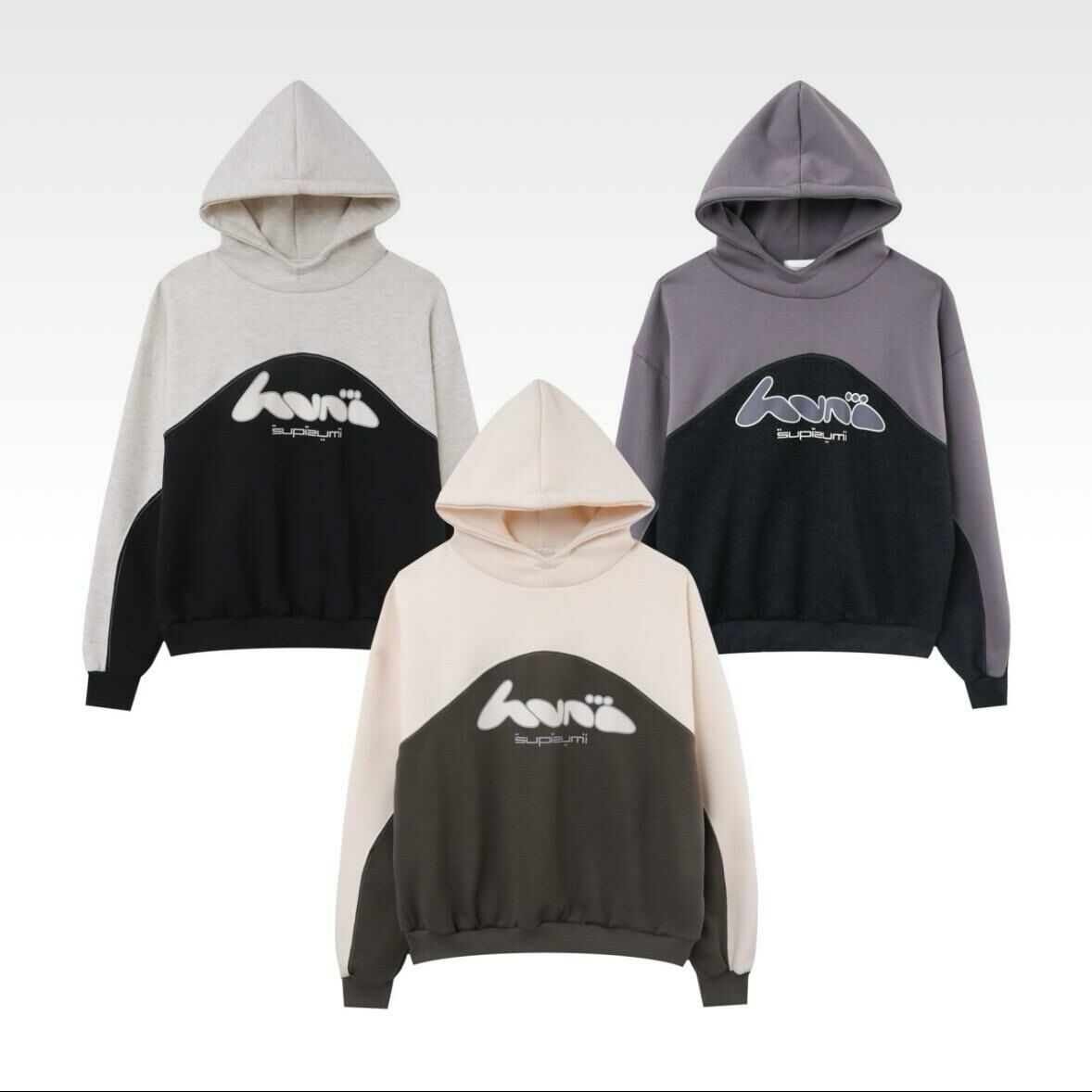 拼色英文字圖案連帽衛衣(薄抓毛底) T5289