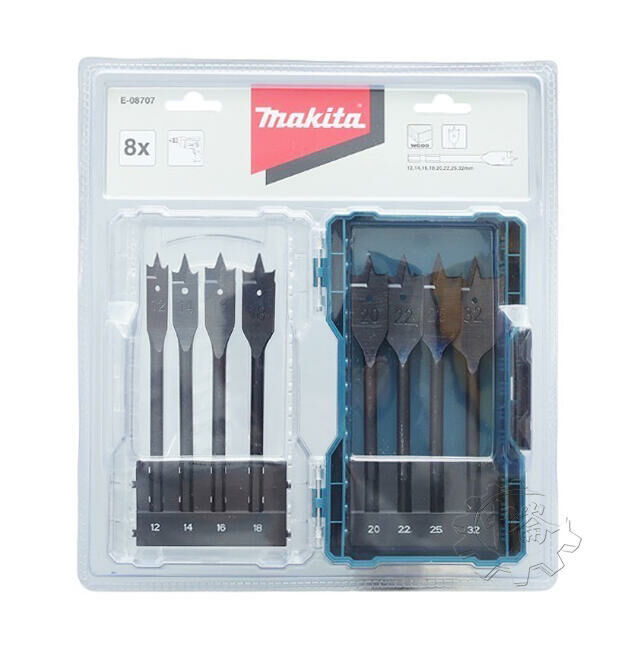 ＊中崙五金【附發票】Makita 牧田 E-08707 木工扁平鑽頭組 8件組 木工 六角 鑽頭 鑽尾 圓柄