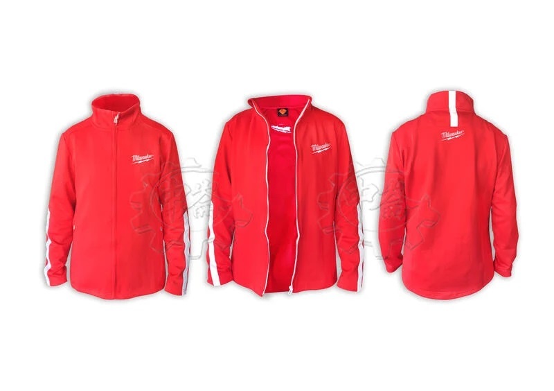 ＊中崙五金【附發票】美沃奇原廠防寒/防曬外套 ST07 夾克外套 運動外套 紅色白紋雙口袋棉質夾克 (單件)