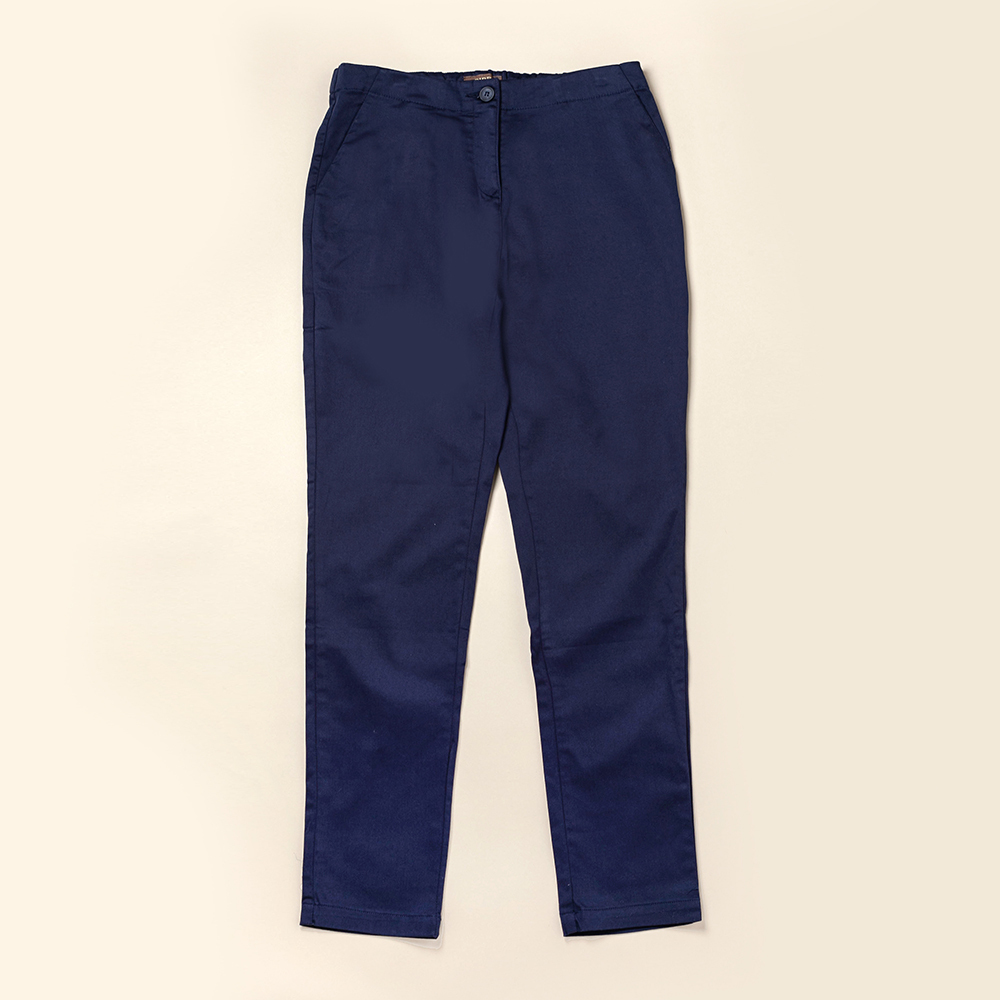 PIPPY素色彈性棉質長褲 卡其.丈青.棕