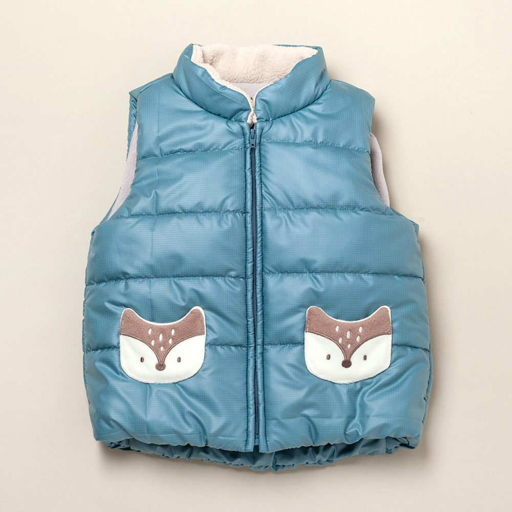 ★官網限定★PIPPY 暖暖小立領鋪棉風衣背心 綠