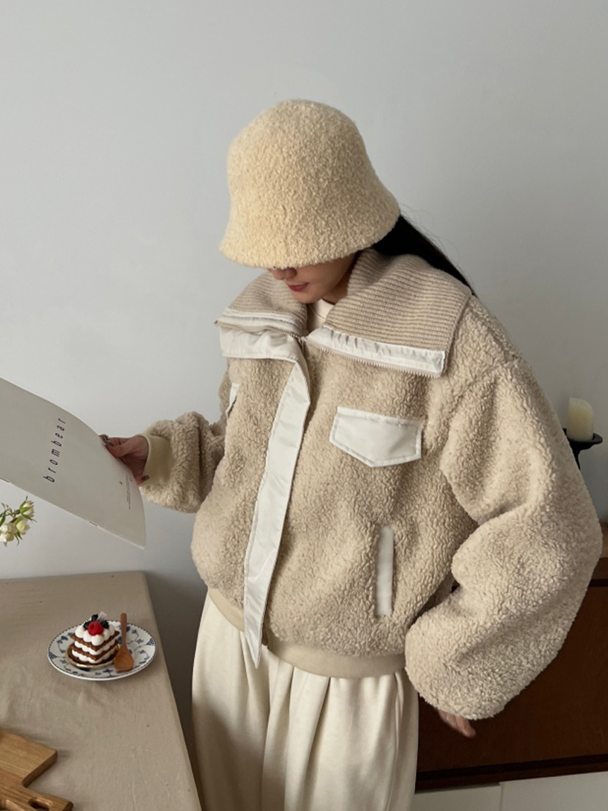 QQ絨毛翻領舗棉外套*2色