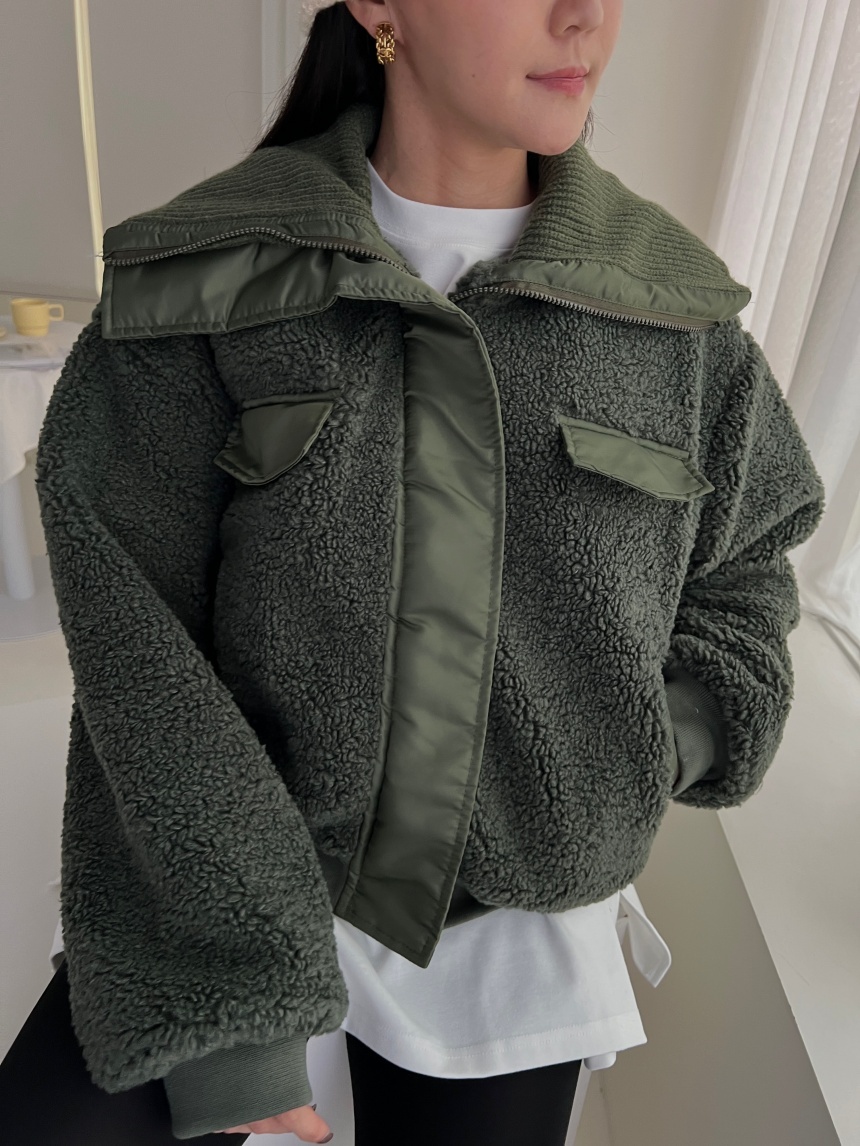 QQ絨毛翻領舗棉外套*2色