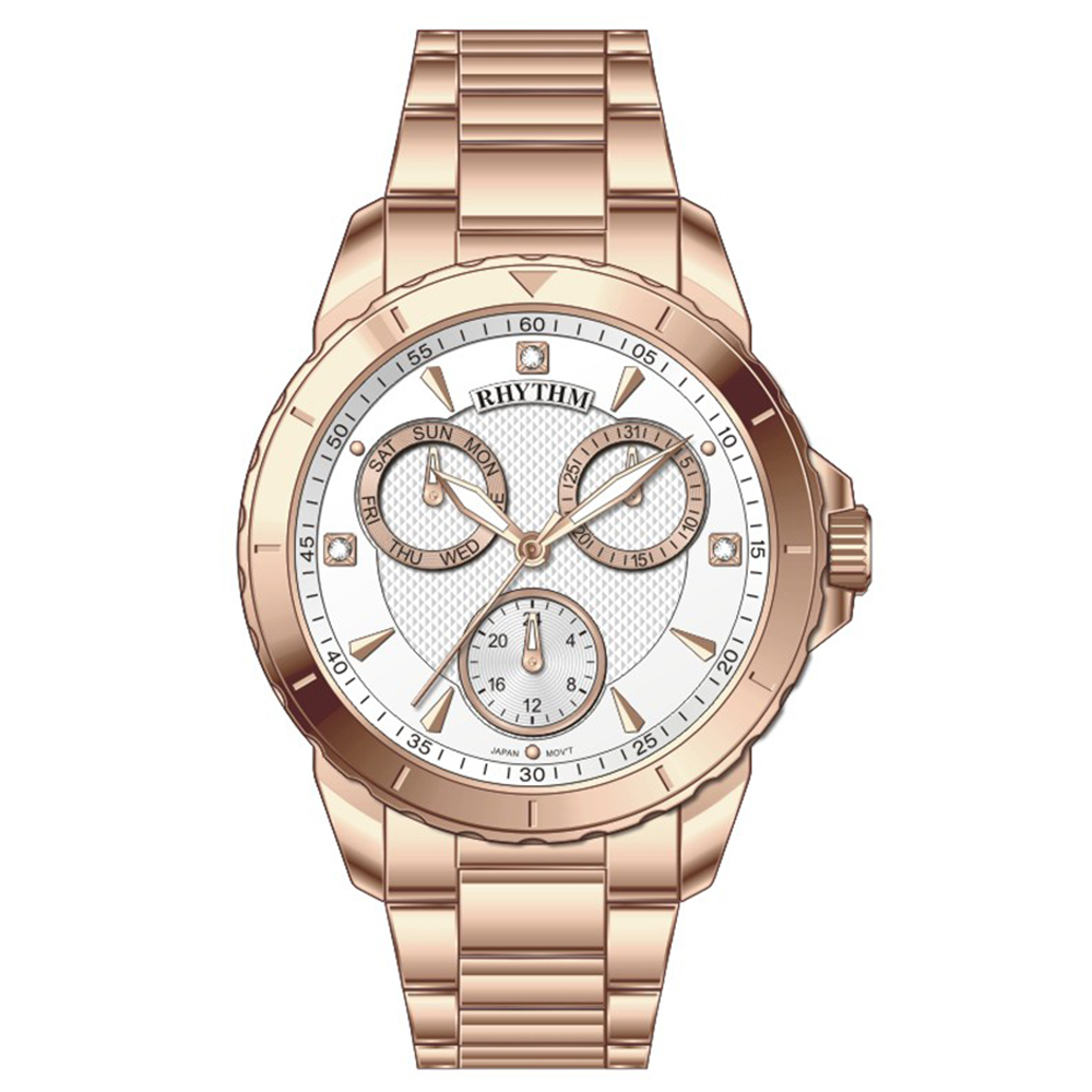 【Rhythm 麗聲】簡約三眼六針不鏽鋼手錶-FE1618S 小錶徑女款-