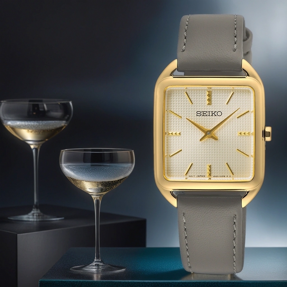 萬年鐘錶 - SEIKO  CS系列  經典優雅方形女錶  SWR090P1 / 4N30-00L0K 錶徑26MM