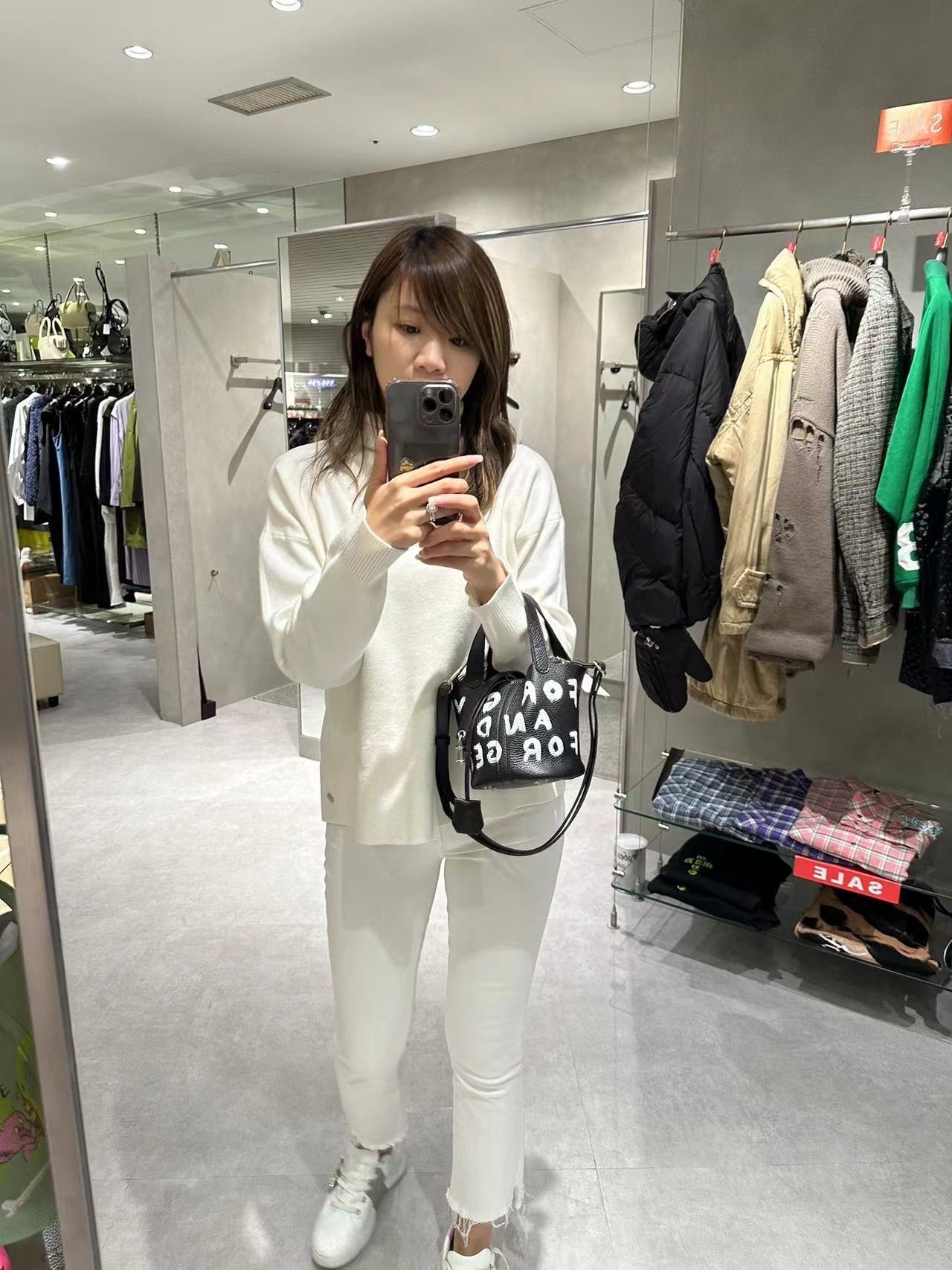 日本hand painting 包包 白色字母款-M