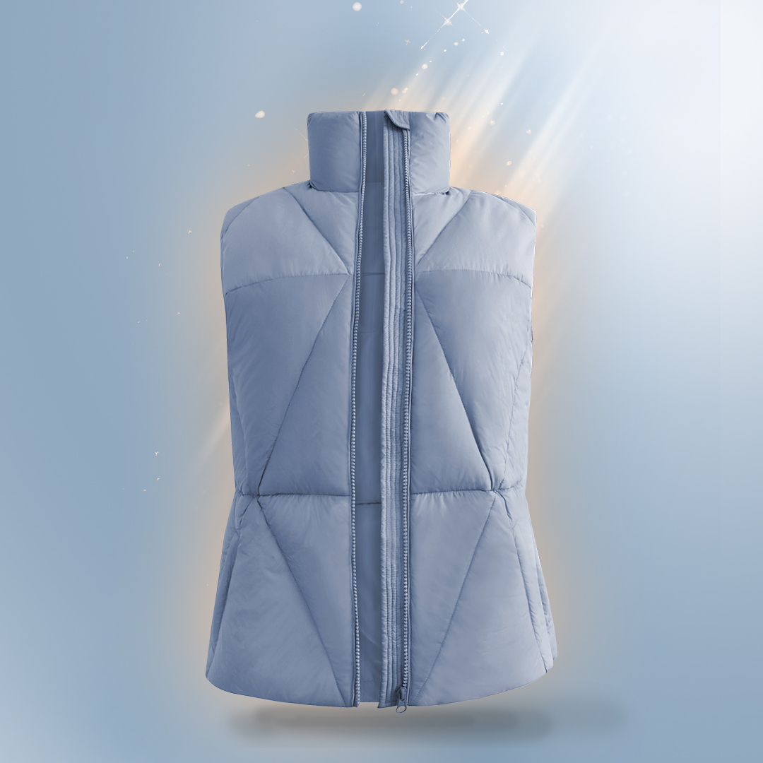 極地蓄熱3D羽絨背心-灰藍