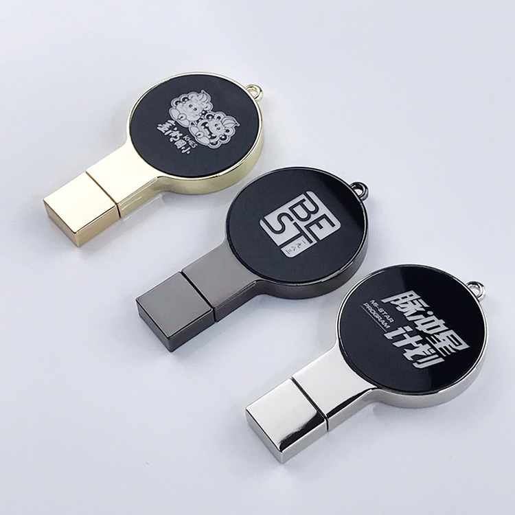 金屬圓形發光雕刻隨身碟