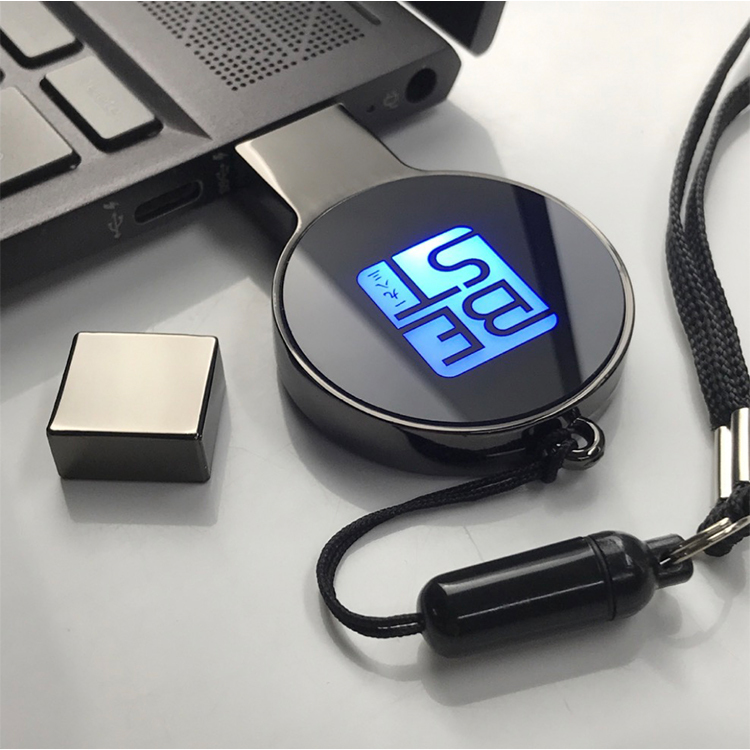 金屬圓形發光雕刻隨身碟