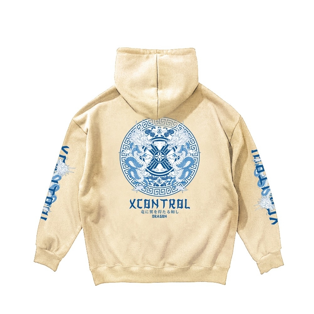 XCTRL 青花瓷龍帽T-奶油黃