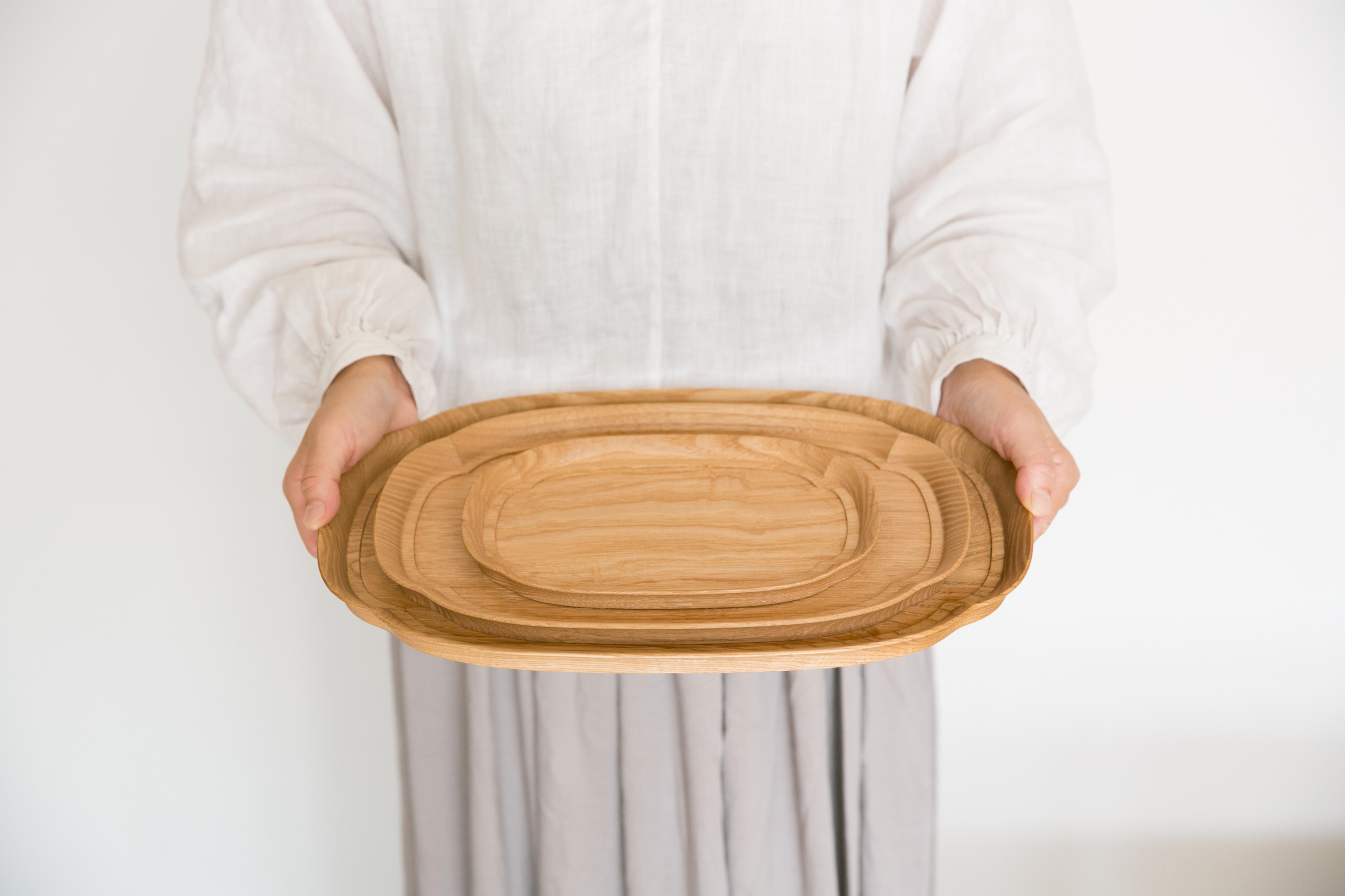 AIZAWA 與樹實木木製托盤 木瓜花形