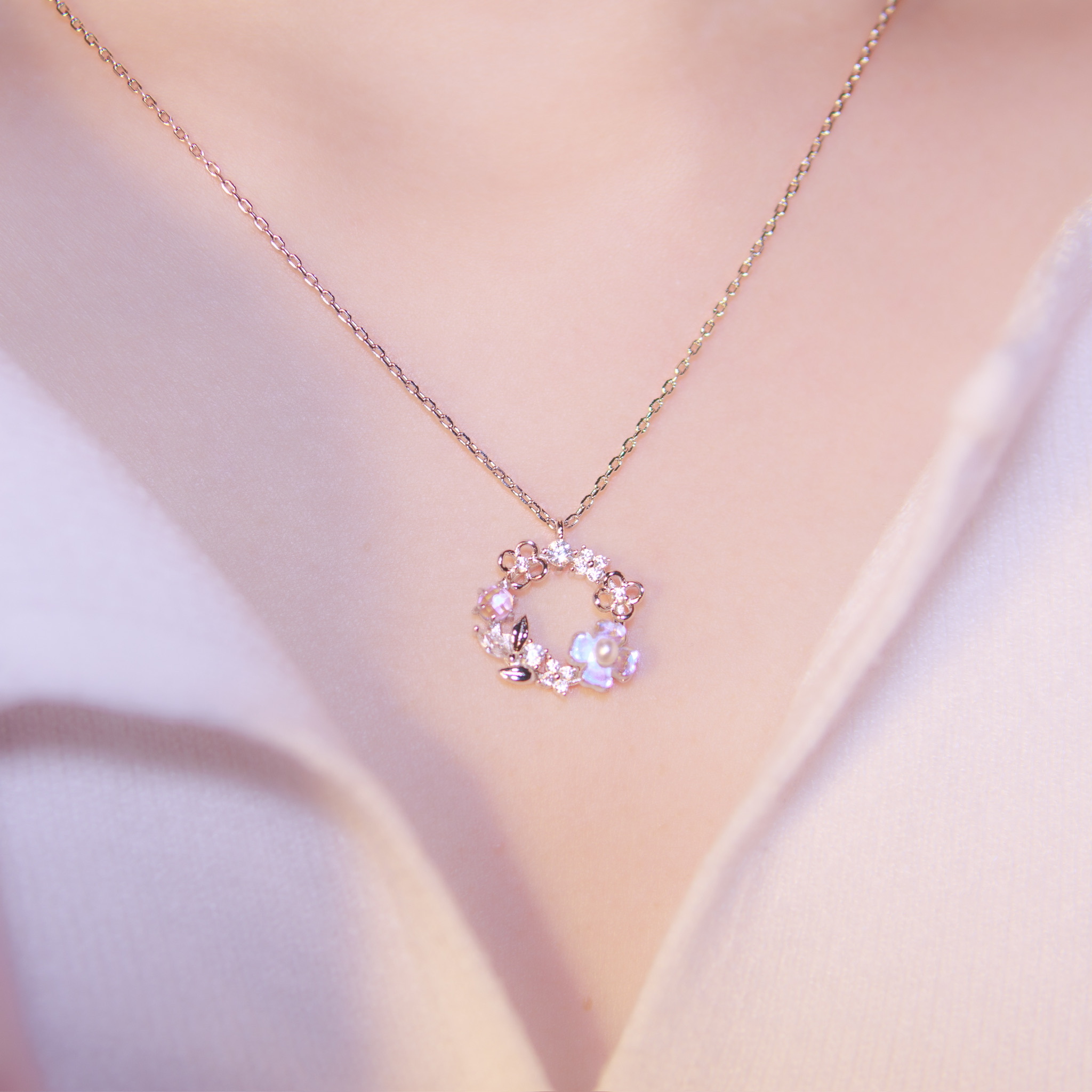 | 925純銀・厚鍍白金・琉璃 | 花說故事項鍊 | NE0943 |