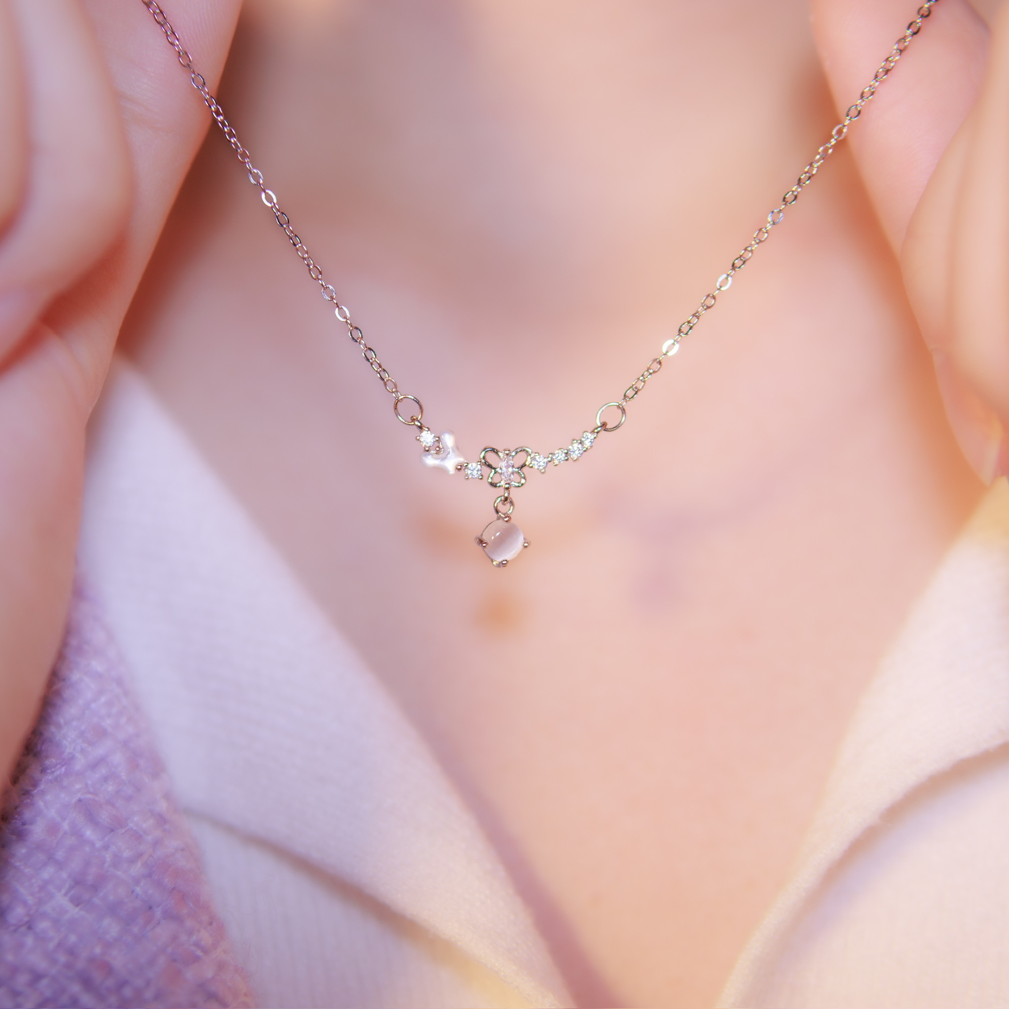 | 925純銀・白金・玫瑰金 | 蝴蝶花軌項鍊 | NE0968 |