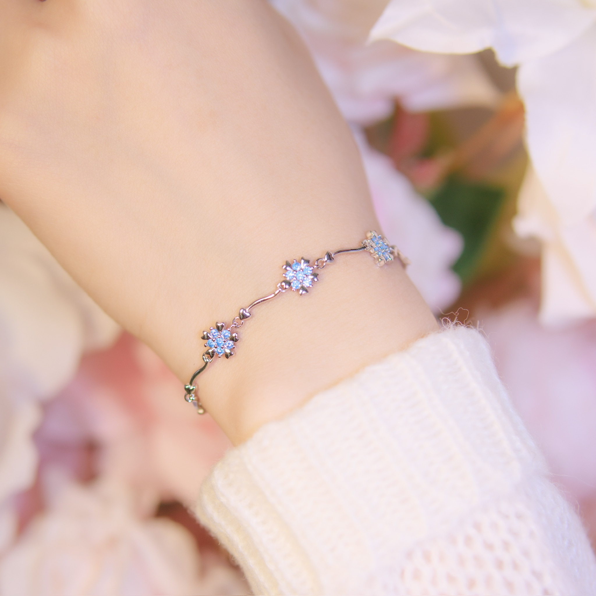 | 925純銀・白金 | 漫藍花語軟手鐲 | BR0995 |