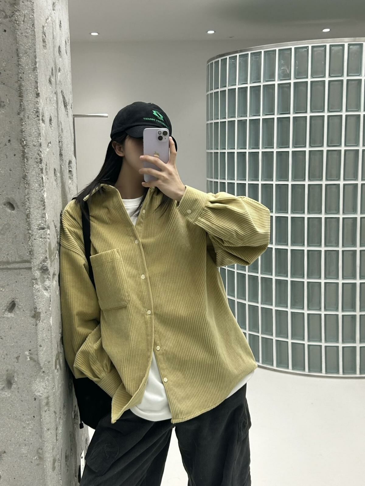 淨色燈心絨長袖恤衫 Hestory-031JK