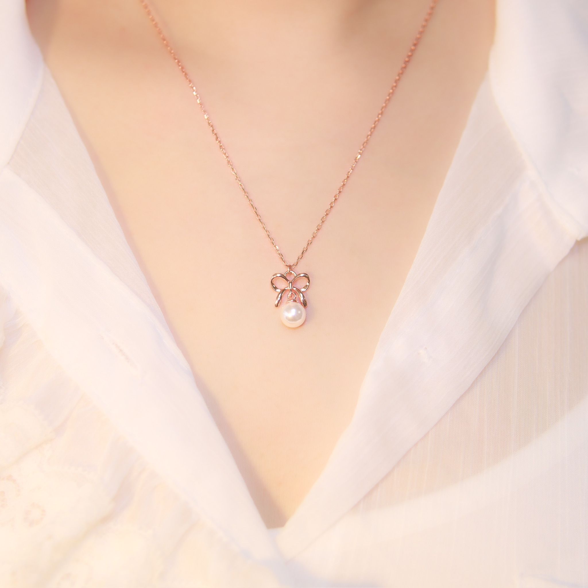 | 925純銀・白金・玫瑰金・珍珠 | 珍惜的人項鍊  (銀/玫瑰金) | NE1021 |