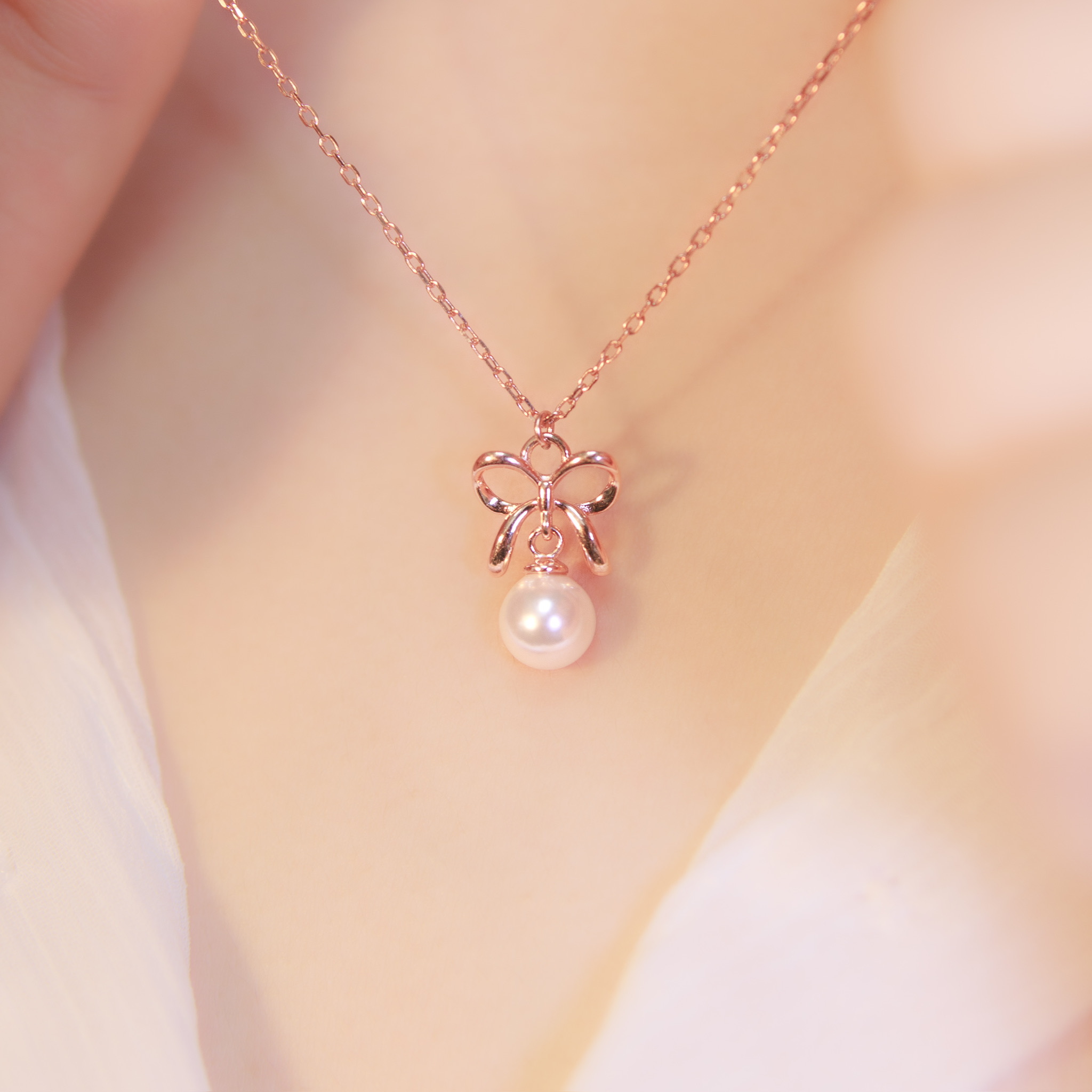 | 925純銀・白金・玫瑰金・珍珠 | 珍惜的人項鍊  (銀/玫瑰金) | NE1021 |