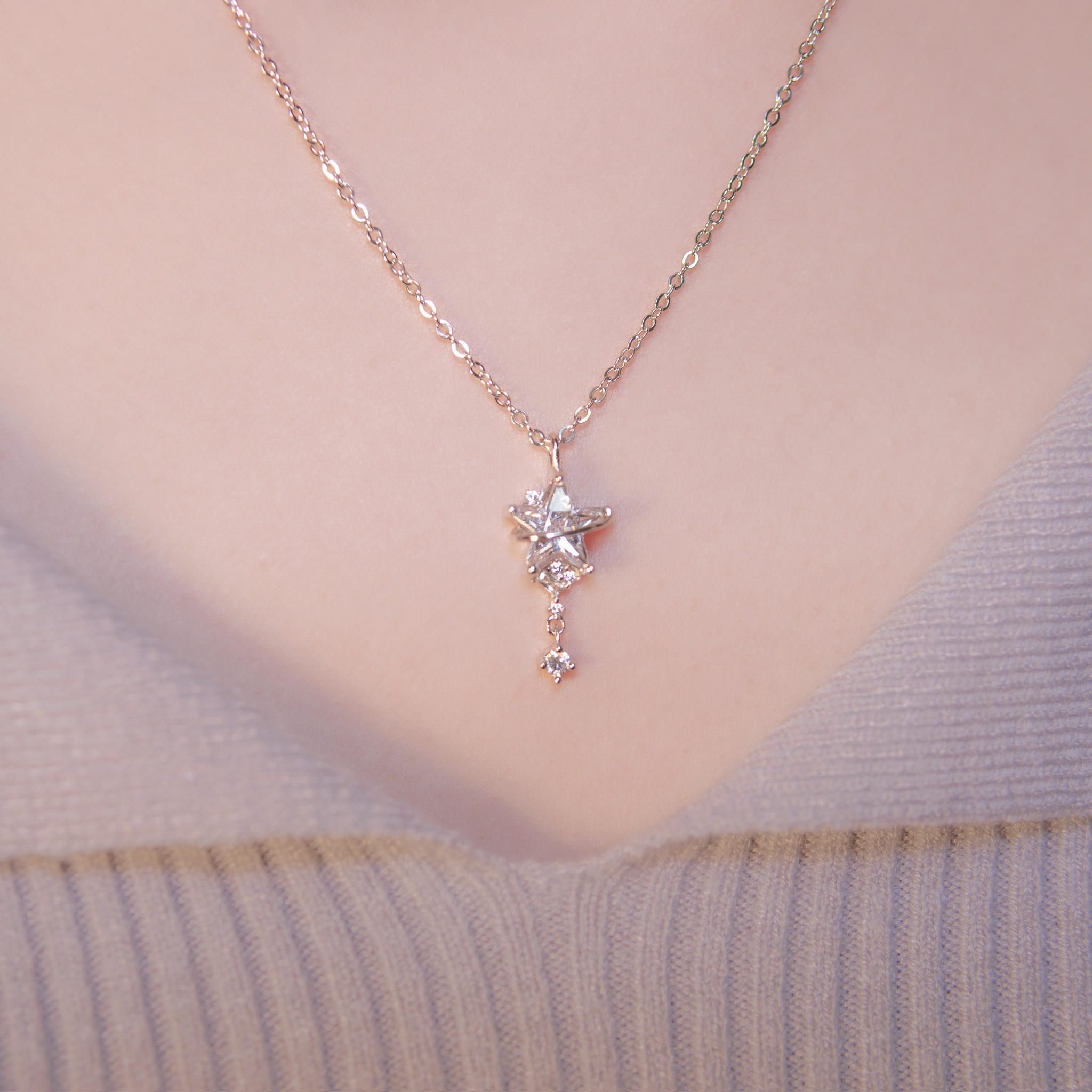 | 925純銀・厚鍍白金 | 星婉項鍊 | NE0998 |