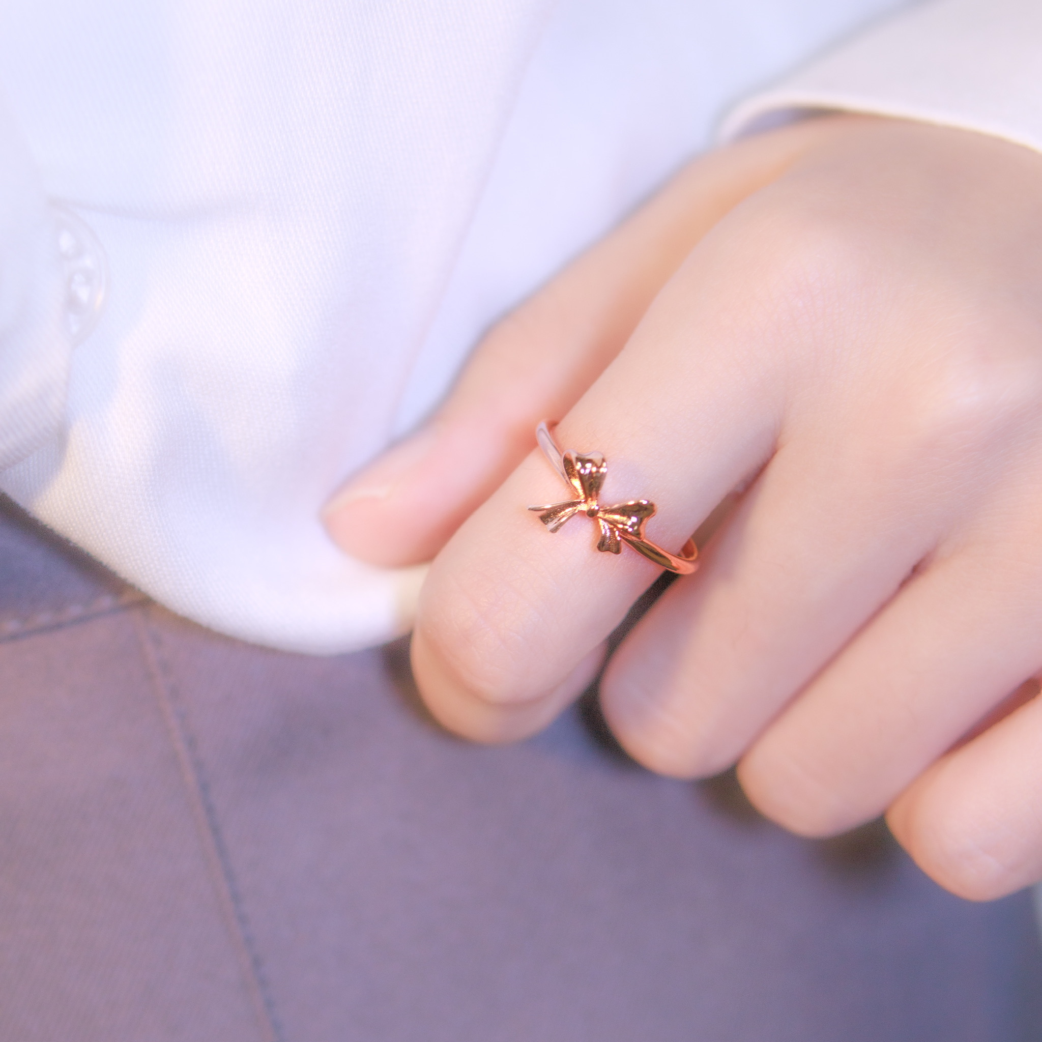 | 925純銀・白金・玫瑰金 | 率性蝴蝶結境戒指（銀/玫瑰金）  | RI0607 |