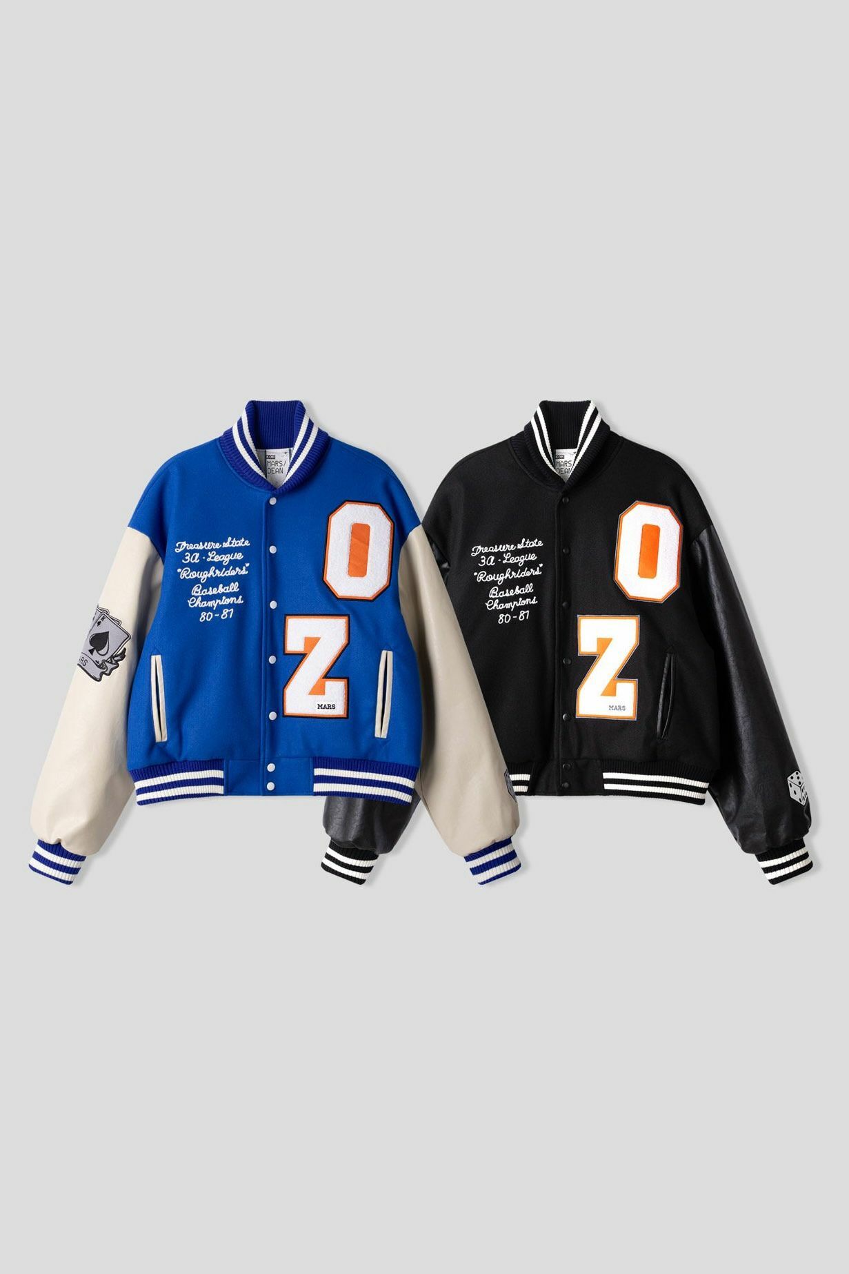 拼皮袖圖案襟章棒球褸(薄夾棉) DEAN-020JK