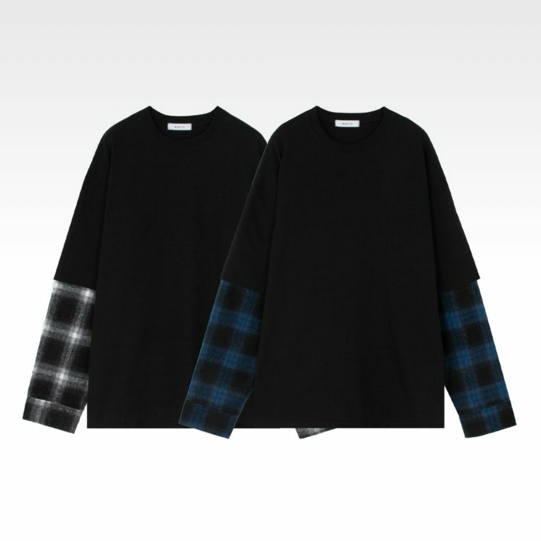 拼格仔恤衫袖長袖衫 MINETTE-009T