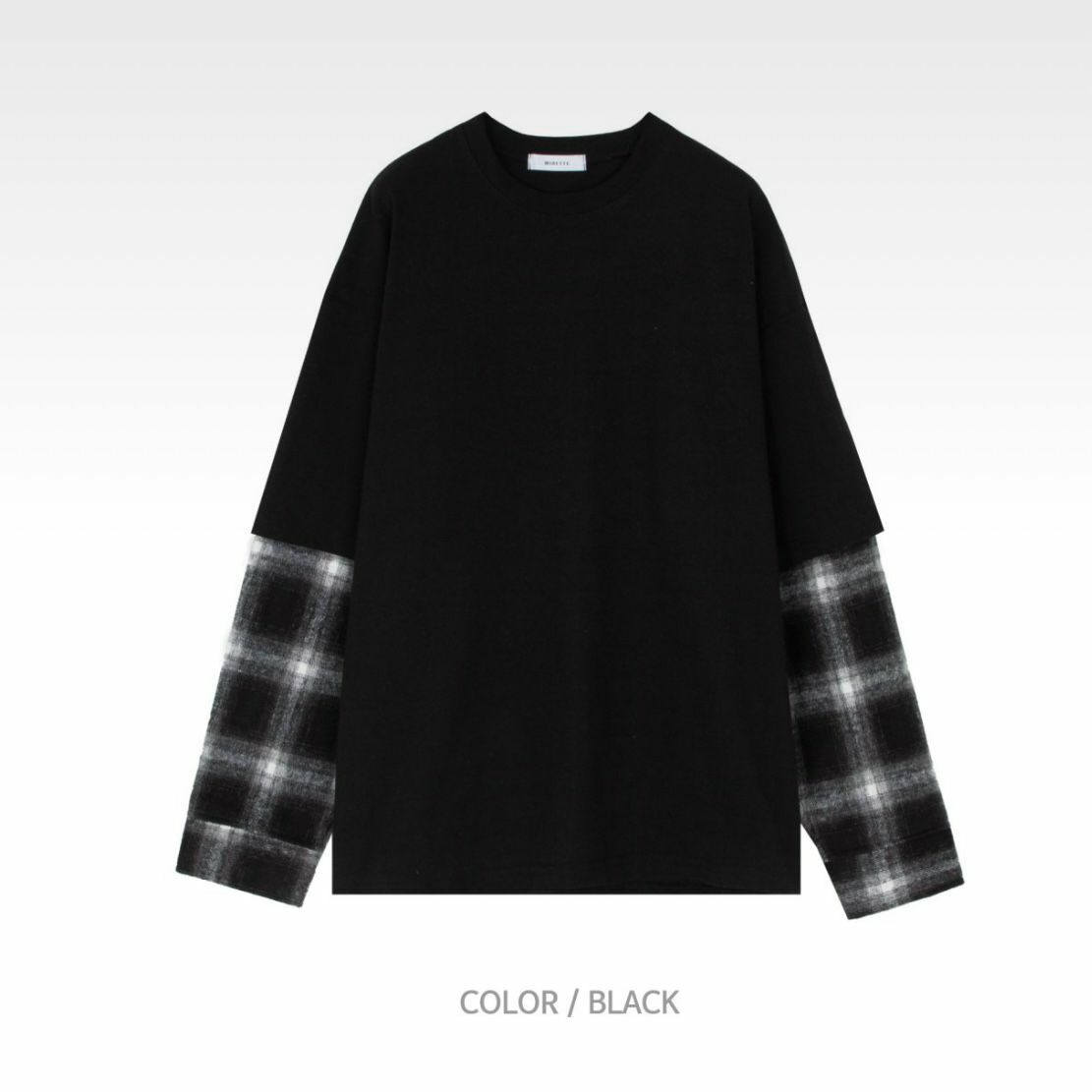 拼格仔恤衫袖長袖衫 MINETTE-009T