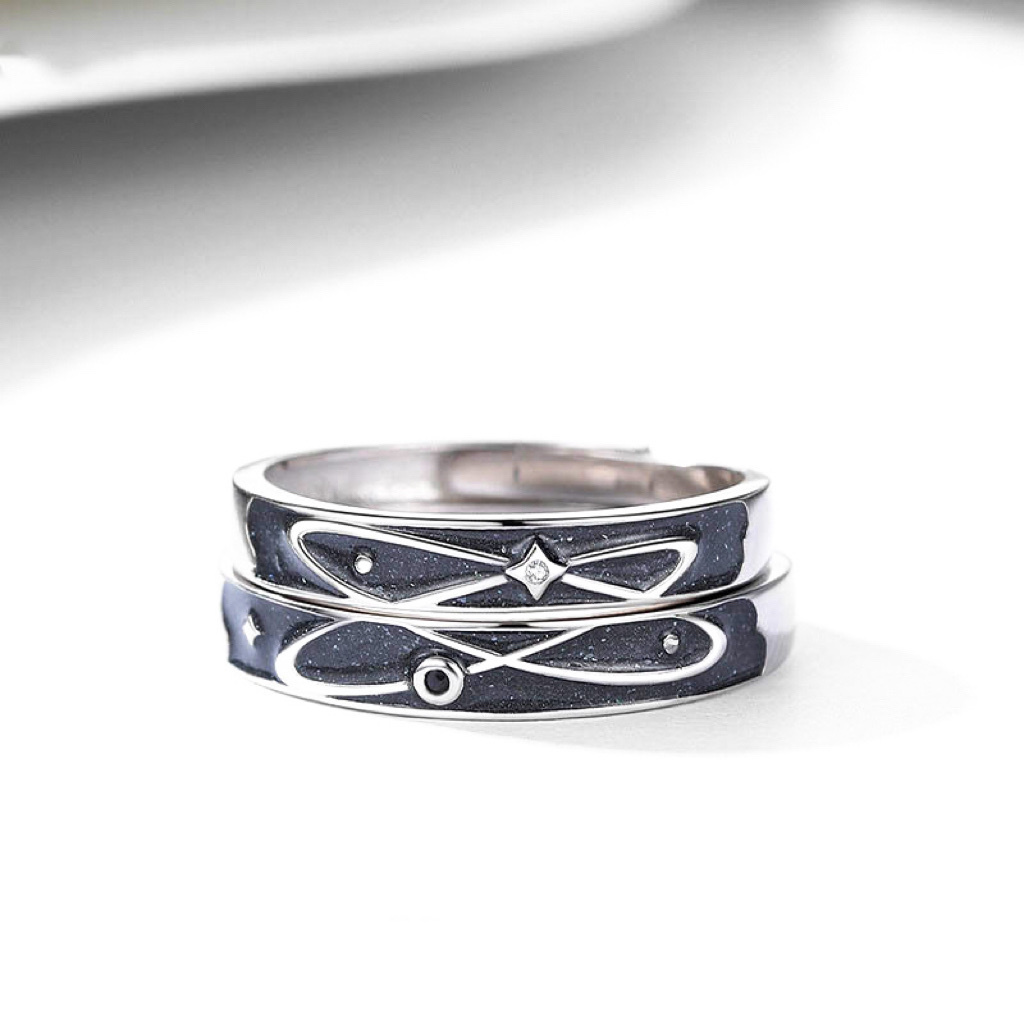 「星河璀璨 」情侶戒指💍 ｜S925純銀或鍍銀｜活口對戒｜免費刻字✒️｜