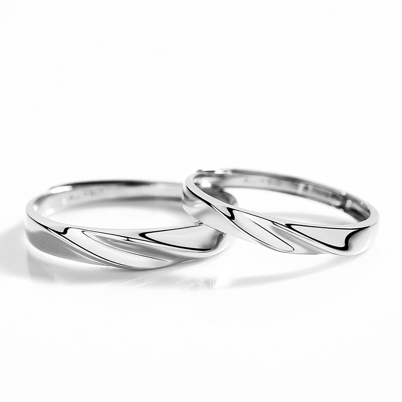 「漣漪之戀」情侶戒指💍 ｜S925純銀或鍍銀｜活口對戒或閉口對戒｜免費刻字✒️｜