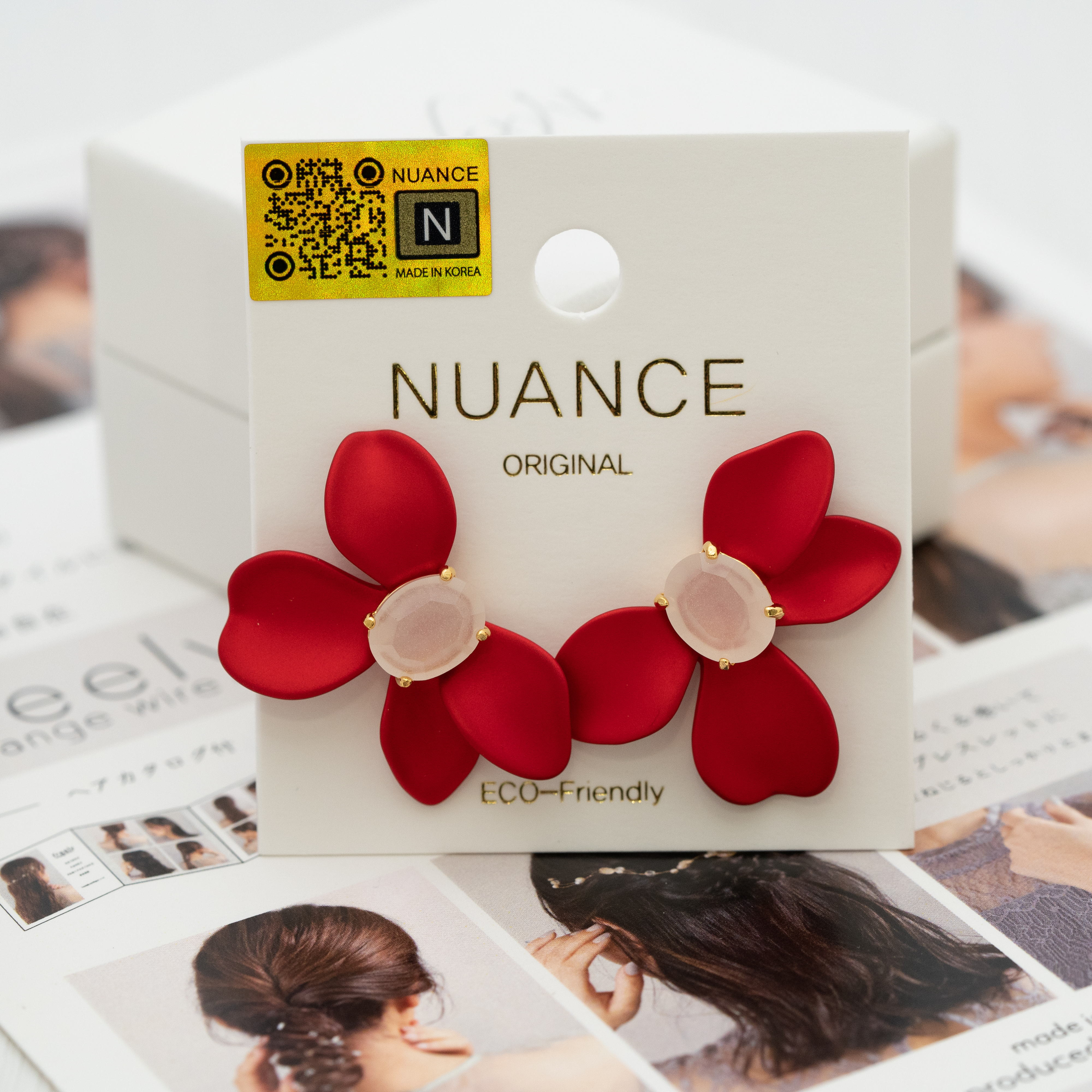 Nuance 單石花花耳環