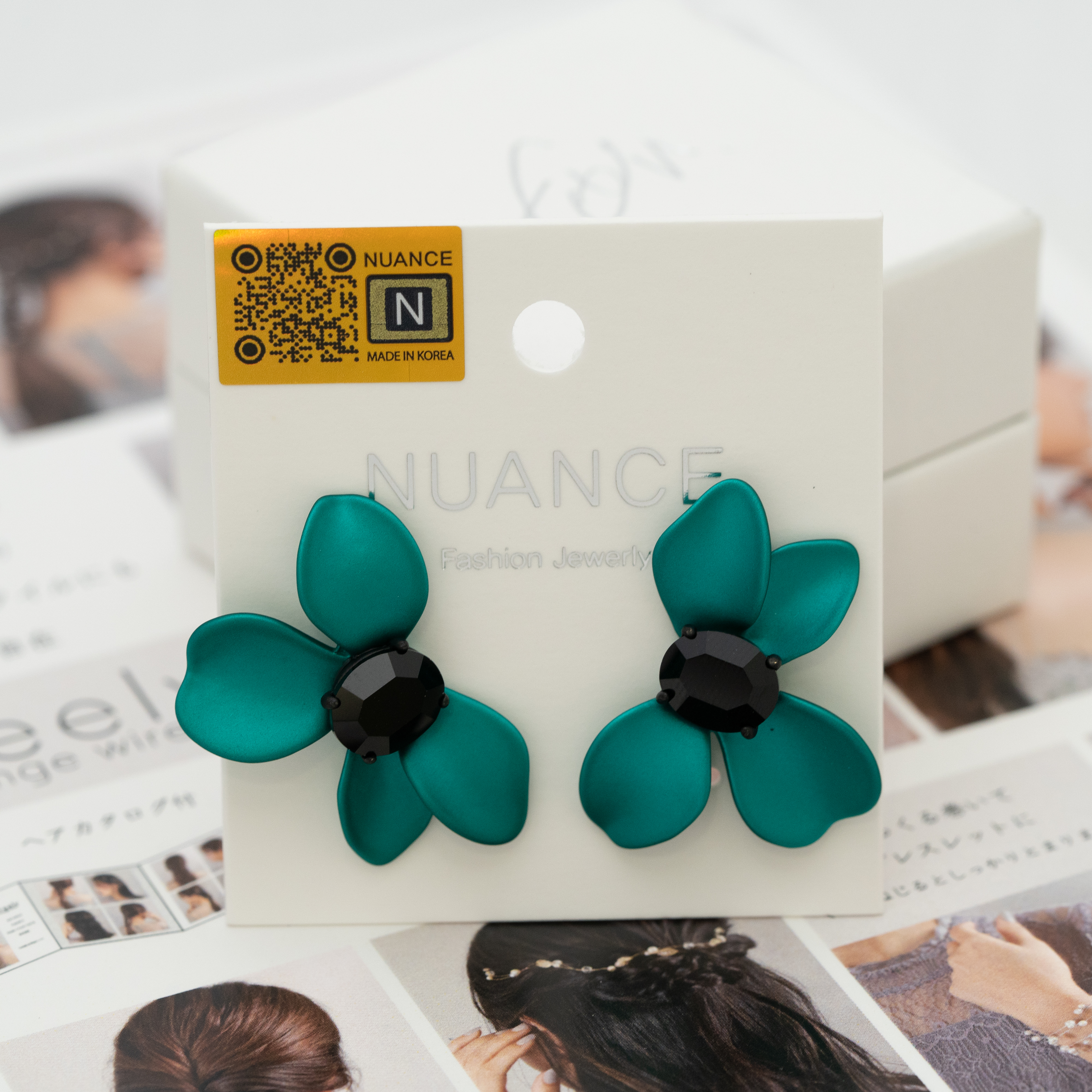 Nuance 單石花花耳環