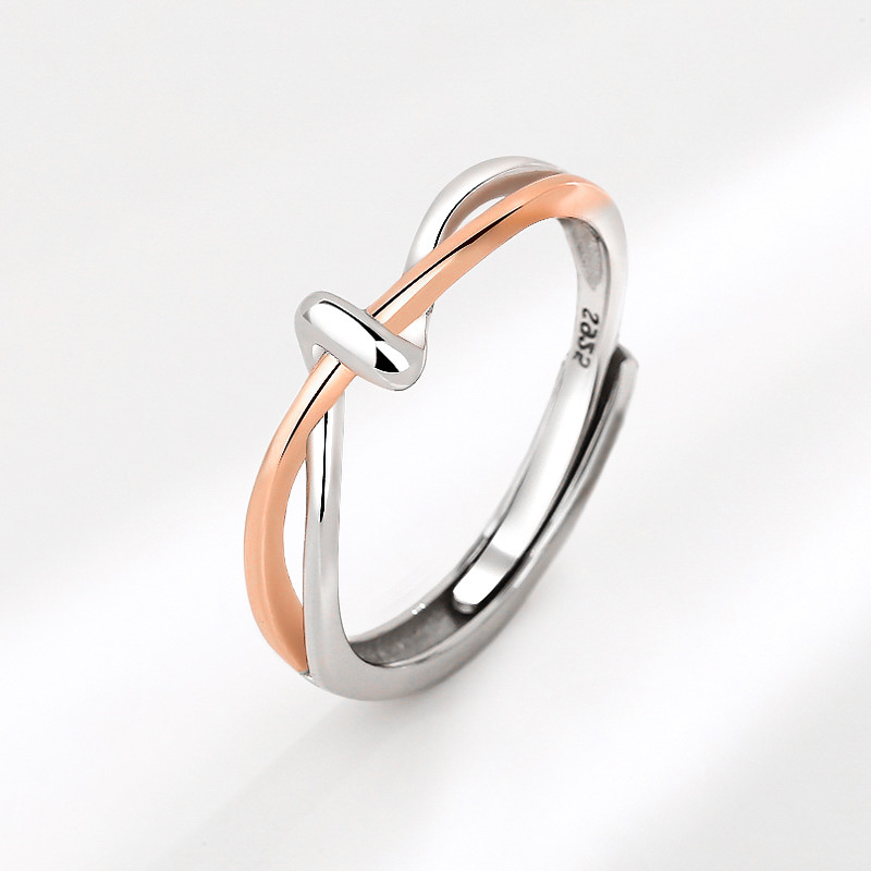 「愛的交錯」情侶戒指💍 ｜S925純銀或鍍銀｜活口對戒｜免費刻字✒️｜