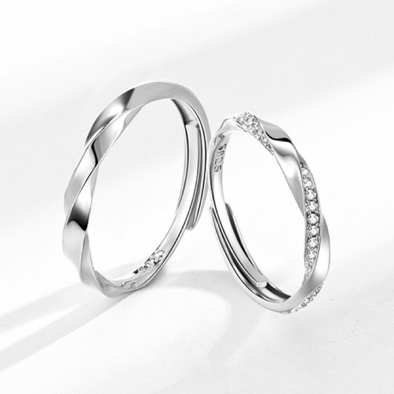「雙環莫比烏斯」情侶戒指💍 ｜S925純銀或鍍銀｜活口對戒｜免費刻字✒️｜