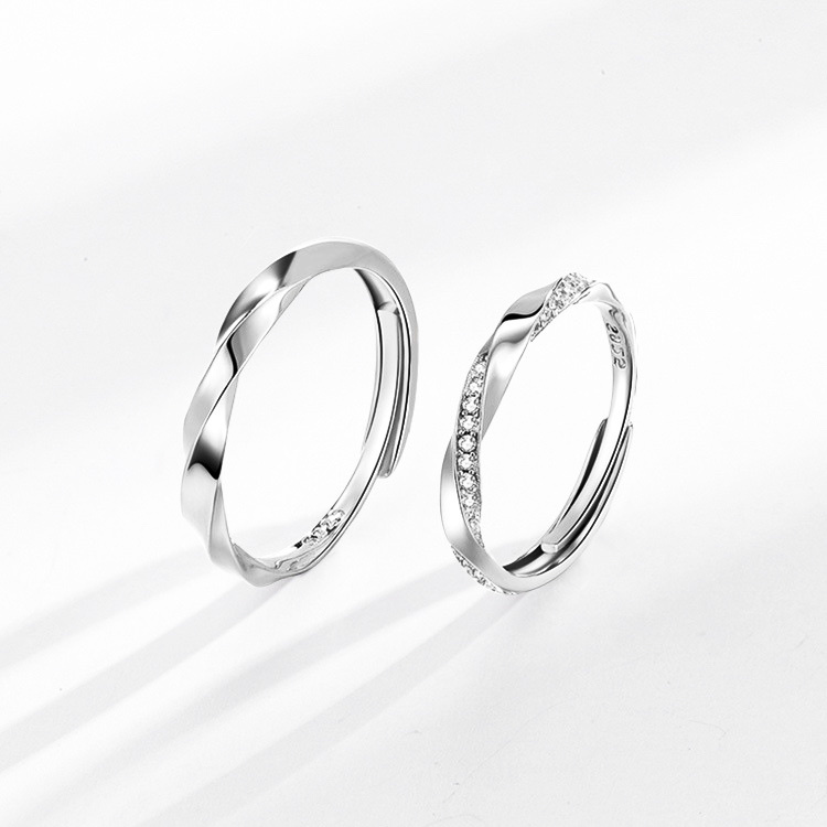 「雙環莫比烏斯」情侶戒指💍 ｜S925純銀或鍍銀｜活口對戒｜免費刻字✒️｜