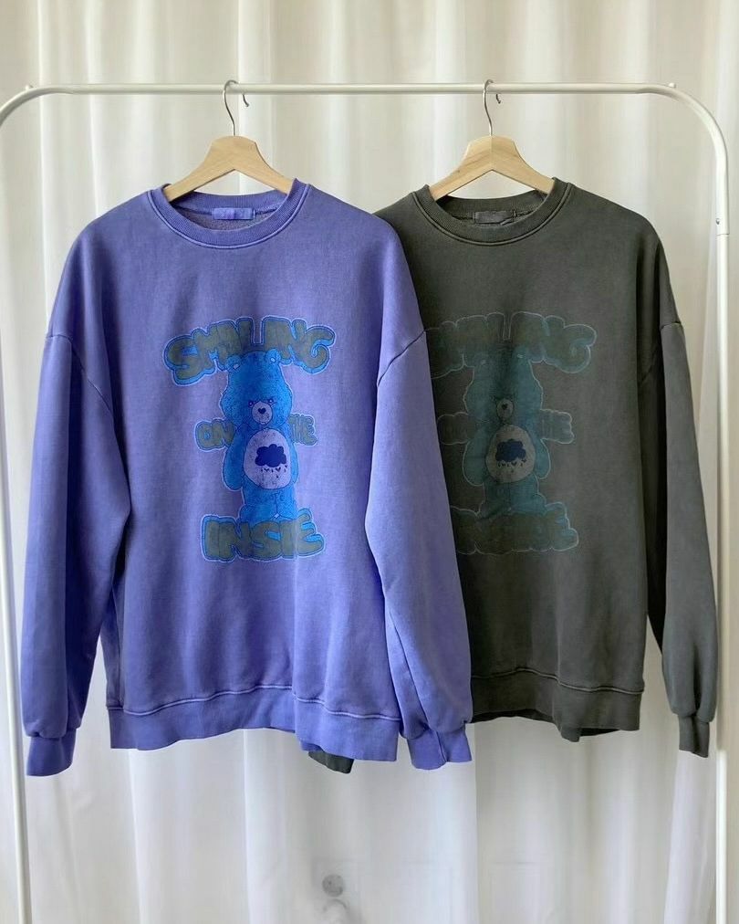 洗水熊仔英文字衛衣(薄抓毛底) T5290